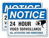 Video Surveillance Sign, All Activities Are Monitored - 2 Pack - 7 x 10 Inches Rust Free .040 Aluminum Reflective - UV Protected, Waterproof, Weatherproof and Fade Resistant - 4 Pre-drilled Holes