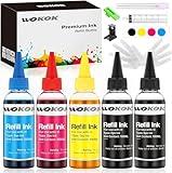 WOKOK Refill Ink Kit for HP 67 67XL 63 63XL 65 65XL 61 61XL 950 950XL 951XL 902XL 952XL Ink Cartridges, 100ML x 5 Bottles with Syringes (2 Black 1 Cyan 1 Magenta 1 Yellow)