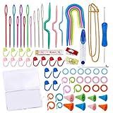 JUPEAN Complete Knitting Accessories, Knitting Supplies Kit with Stitch Markers Plastic Sewing Needles Cable Needles for Sewing and Weaving