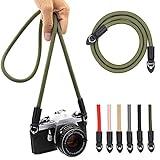Eorefo Camera Strap Vintage 100cm Nylon Climbing Rope Camera Neck Shoulder Strap for Micro Single and DSLR Camera.(Army Green)