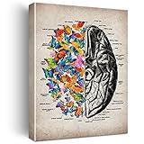 Brain Art Butterfly Anatomy Canvas Wall Art Human Brain Canvas Print Medical Painting Wall Decor Framed Psychology Gift 12x15 Inch