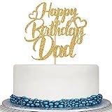 Colorfulparty Gold Glitter Happy Birthday Dad Cake Topper - Father feets Birthday Cake Topper - Best Dad Ever, Happy Fathers Day, Dad Birthday Party Decorations