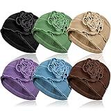 AIPESL 6 Pieces Cotton Chemo Turban Headwear, Soft Cancer Headwear Elastic Chemo Hats for Women with Hair Loss