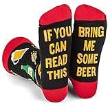 Lavley If You Can Read This, Bring Me Funny Socks - Novelty Gifts for Men, Women and Teens (US, Alpha, One Size, Regular, Regular, Beer)