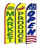 OnPoint Wares farmer's+market,+fresh+produce Open King Feather Flag Sign- Pack of 3 (Hardware Not Included)