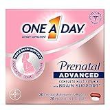 One A Day Womens Prenatal Advanced Complete Multivitamin with Brain Support* with Choline, Folic Acid, Omega-3 DHA & Iron for Pre, During and Post Pregnancy, 30+30 Count (60 Total Set)