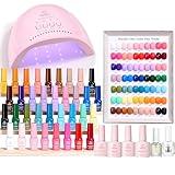 Beetles Gel Nail Polish Kit with U V Light - One Color One Bottle 35 Colors Mood Mosaic Collection Nail Polish Kit 68 Pcs Gifts for Women Girls with Top Base Coat Beauty Must Have DIY Salon Set