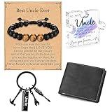 CORNER RUNNER Uncle Appreciation Gifts Merch - 4Set Acrylic Plaque, Keychain, Bracelet, and Wallet - Fathers Day Birthday Gift For Uncles From Niece Nephew