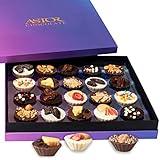 Astor Chocolate Belgian Truffles Dessert Party Gift Box, 20 Piece Set, 8 Unique Flavors. Delicious Fillings And Decorated Toppings for Christmas, Gourmet Food Baskets, Candy for Him Her Mom Dad Men Women Family, Birthday Holiday Food Basket