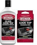 Weiman Ceramic and Glass Cooktop Cleaner - Heavy Duty Cleaner and Polish (10 Ounce Bottle and 3 Scrubbing Pads)