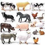 16 Pcs Mini Farm Animal Toys Realistic Plastic Kids Animal Figurines Playset for Kids Birthday Cake Topper Easter Egg Fillers Animal Theme Toys