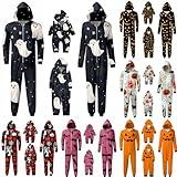 Following His Orders Family Matching Halloween Pajamas Ghost Print Zipper Hooded Romper Long Sleeve Winter Fashion Holiday Sleepwear Set Family Pajamas Sets Halloween