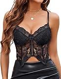 Avidlove Lace Bralettes for Women Y2k Camisole Lingerie Adjustable Strap Crop Top (Black, Medium)