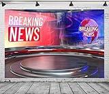 CORFOTO 8x6ft Breaking News Backdrop Broadcast Hall Background Newscaster TV Talk Show Backdrop Breaking Media Photography Background for News Reporter Microphone Newscast Newsroom Backdrop