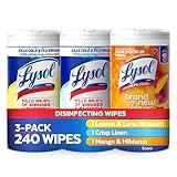 Lysol Disinfectant Wipes Bundle, Multi-Surface Cleaning Wipes, For Disinfecting & Cleaning, contains Lemon & Lime Blossom, Crisp Linen, & Mango & Hibiscus, 3x80 ct, (240 ct Total)