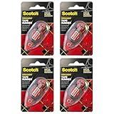 Scotch 3M Scotch Double Sided Adhesive Roller, 7 mm x 8 m, Red, 4 Pack