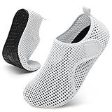 Women's Water Shoes Adult Beach Pool Swim Shoes Men White Barefoot Aqua Shoes Lightweight Yoga Shoes for Women Summer Shoes Sandals Rubber Size