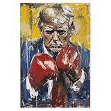 Trump Boxing Canvas Print - Dynamic Wall Art for Home Decor - Political Leadership Painting Poster 16x24- Unframed
