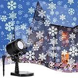 Christmas Snowflake Projector Lights Outdoor, Led Rotating Snowfall Show Lights Waterproof Landscape Decorative Christmas Light Lighting for Xmas Holiday Party Garden Patio Indoor Home Decoration Show