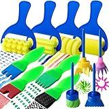 YGDZ Kids Paint Brushes, 12 Pack Washable Painting Brushes for Toddlers Kids Early Learning Toys Foam Roller Sponge Arts Crafts Gift