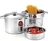 Cook N Home 4-Piece 8 Quart Multipots, Stainless Steel Pasta Cooker Steamer