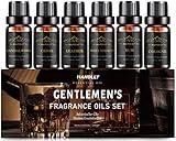 Essential Oils Set, Men Scents Fragrance Oil Aromatherapy Essential Oils Kit for Diffuser (6x10ML) - Sandalwood, Cedar, Leather, Sweet Tobacco, Rum, Cologne Aromatherapy Oils Gift for Men