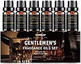 Essential Oils Set, Men Scents Fragrance Oil Aromatherapy Essential Oils Kit for Diffuser (6x10ML) - Sandalwood, Cedar, Leather, Sweet Tobacco, Rum, Cologne Aromatherapy Oils for Men