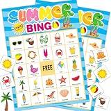 jkhycf Summer Party Games Summer Bingo Game for Kids Pool Party Favors 24 Players Board Game Table Bingo Cards Game for Large Group Activities