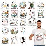 EoBeCy 20 Sheets Camping Iron on Transfers for T-Shirts, Camp Life DTF Transfers Ready to Press Heat Transfers Vinyl, Iron on Patches Decals for Clothing Backpack Bag Pillow Covers DIY Crafts