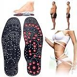 Magnetic Therapy Massage Insoles Acupressure Insoles Pressure Point Reflexology Insole Therapy Acupuncture Insole Magnetic Slimming Shoe Comfort Soft Pads Insert,L(41-45),Black