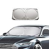 Ziciner Car Windshield Sun Shade with Storage Pouch, Auto Sun Shield Blocks UV Rays Protector Cover, Foldable Front Window Sunshade Visor Protection Fits for Most Cars SUVs (Medium 59×27.6in)