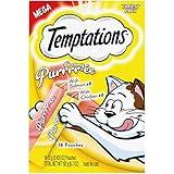 Temptations Creamy Puree with Chicken and Salmon Variety Pack of Lickable, Squeezable Cat Treats, 0.42 Oz Pouches, 16 Count