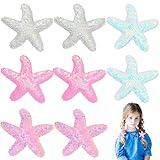 8 PCS Starfish Hair Clips for Girls Beach Sea Star Hair Pins Starfish Sequin Mermaid Costume Hair Accessories Multicolor Sparkling Hair Barrettes for Kids Baby Girls
