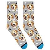 DivvyUp Custom Dog Socks - Put Your Dog on Socks! (Large, Heather Gray)