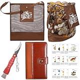 Seajan 18 Pcs Mushroom Foraging Kit Includes Hunting Bag, Mushroom Knife Brush Guide Cards and Notebook for Harvesting Mushroom(Brown)