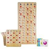 MR CHIPS Jam-Proof Bingo Cards with Sliding Windows, 25 Reusable Shutter Cards, 75 Calling Cards 1 Master Board in Tan Woodgrain Style