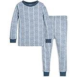 Burt's Bees Baby Baby Boys' PJ Set, Tee and Pant 2-Piece Pajamas, 100% Organic Cotton, Watercolor Chevron, 18 Months