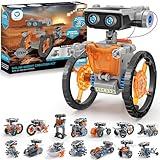 Sillbird Solar Robot Building Kit STEM Gift for Boys Aged 8-13, 15-in-1 DIY Science Educational Robotic Toy for Kids Teens Birthday, Powered by The Sun or Battery with 212 Pieces