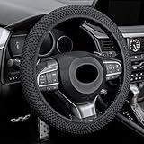 alpmosn Elastic Stretch Steering Wheel Cover, Universal Interior Accessories Steering Wheel Cover for Women & Men, Breathable Microfiber Ice Silk, Anti-Slip, Odorless, Easy Carry(Black)