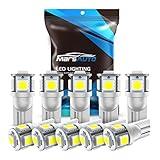 Marsauto 194 LED Bulb 6000K White 168 T10 2825 W5W 5SMD Replacement Bulbs for Car Dome Map Door Courtesy Side Marker Reading Glove Box License Plate Lights (Pack of 10)