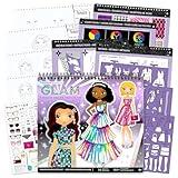 Fashion Angels Glam Fashion Sketch Set, Includes Sketch Pad with Stencils & Stickers, Fashion Design Sketch Book for Girls, Ideal Drawing Kit for Kids