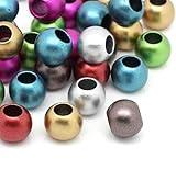 100 Acrylic Beads 12mm with 5.7mm Large Hole, Matte Metallic Mix