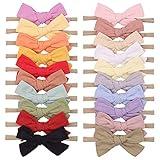 20pcs Baby Girls Cotton Hair Bows Headbands Nylon Hair Bands Elastic Hair Accessories for Newborn Kids Infants Toddlers