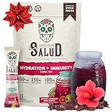 Salud 2-in-1 Hydration Packets + Immunity Electrolytes Powder, Hibiscus - Jamaica Agua Fresca Drink Mix, Elderberry, Dairy & Soy Free, Non-GMO, Gluten Free, Vegan, Low Calorie, 1g Sugar (15 Servings)