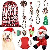 11 Pcs Christmas Dog Toys Dog Christmas Stocking Gifts Squeaky Dog Toys Set Dog Rope Toy for Aggressive Chewers Christmas Stocking Stuffers Puppy Teething Chew Toys for Small Medium Large Dogs Pet
