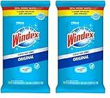 Windex Glass and Surface Pre-Moistened Wipes, Original, 38 Count (Pack of 2)