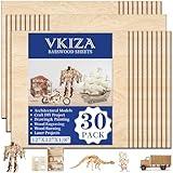 30 Pack Basswood Sheets 12"x12"x1/8", 3mm Basswood for Laser Cutting, Thin Plywood Board Unfinished Wood for Crafts, DIY Architectural Models Making, Wood Engraving, Wood Burning Product.