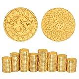 50 PCS DND Fantasy Metal Gold Coins & Leather Pouch for Dungeons & Dragons Novelty Tabletop RPG Board Games Tokens Treasure Coins for Party Tablelap Games Accessories Addons Medieval Game