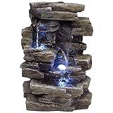 Alpine Corporation 13" Tall Indoor 4-Tier Cascading Tabletop Fountain with LED Lights, Gray