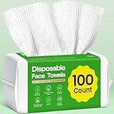 Elvira 100 Count Disposable Face Towels, Biodegradable Facial Cleansing Towels, Ultra Soft & Thick Cloth for Sensitive Skin, Makeup Remover Dry Wipes, Lint-Free Towelettes for Cleansing
